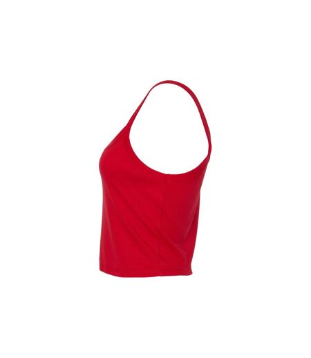 Womens/ladies micro-rib spaghetti strap tank top solid red Bella + Canvas