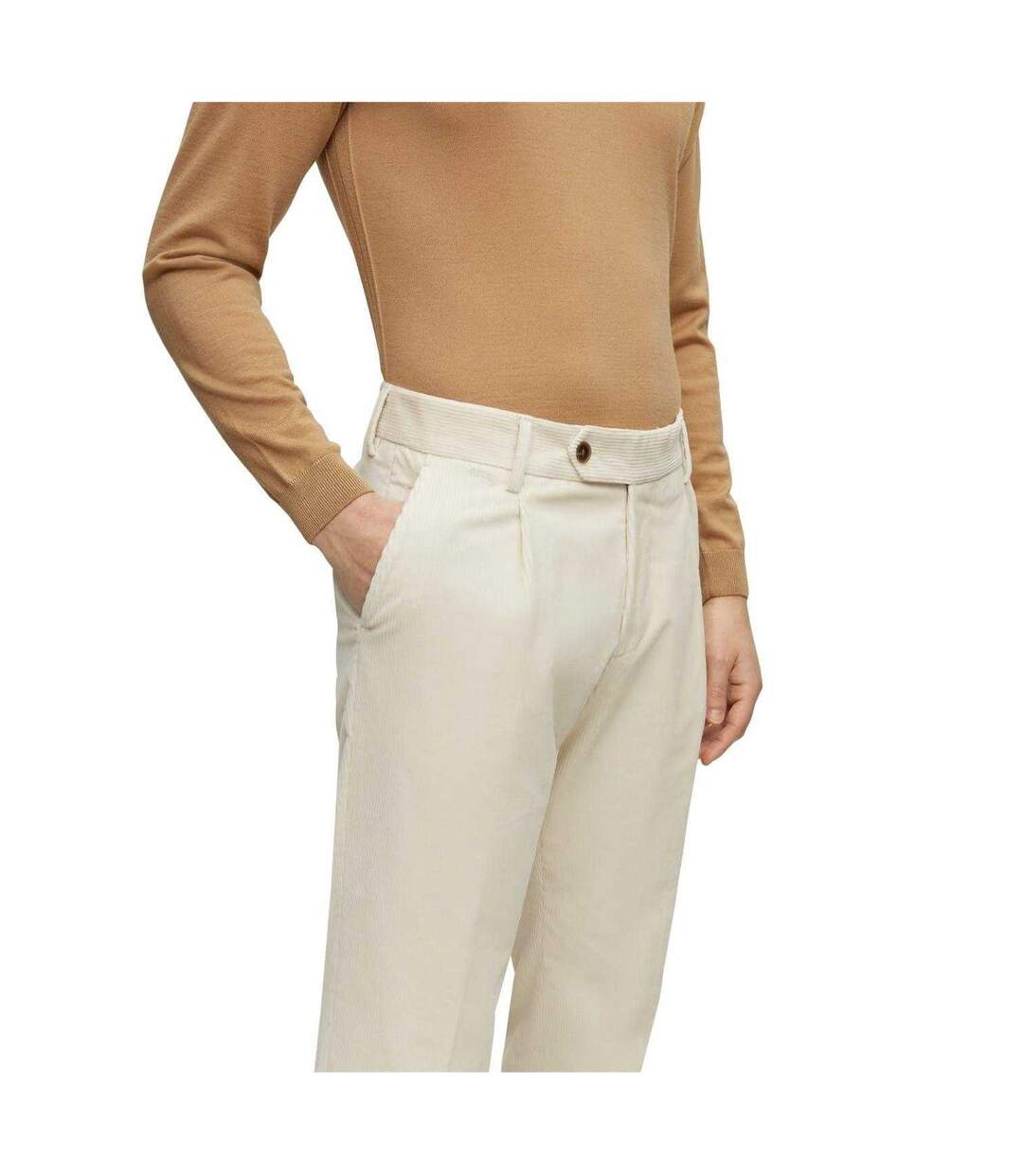 Pantalon Motif/style Plissé Perin Homme Beige Boss-4