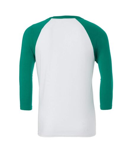 Canvas t-shirt de baseball à manches 3/4 homme blanc/vert Bella + Canvas