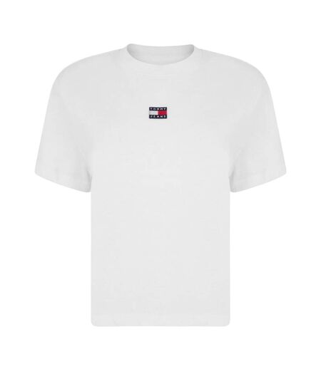 Womens/ladies Embroidered Logo Cotton Cropped T-shirt White Tommy Jeans
