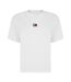 Womens/ladies Embroidered Logo Cotton Cropped T-shirt White Tommy Jeans-1