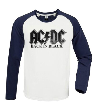 Amplified Unisex Adult Back In Black AC/DC Vintage T-Shirt (White/Navy) - UTGD1712