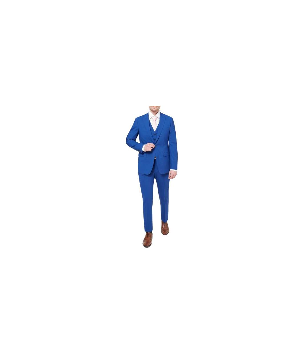 Mens Wool Blend Slim Waistcoat Bright Blue Without Prejudice-1
