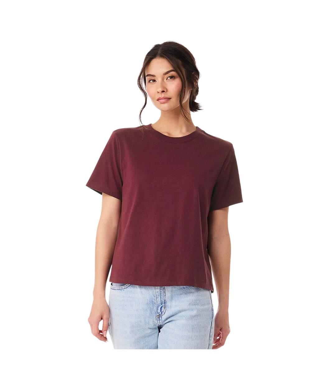 T-shirt Femme Bordeaux Foncé Bella + Canvas-1