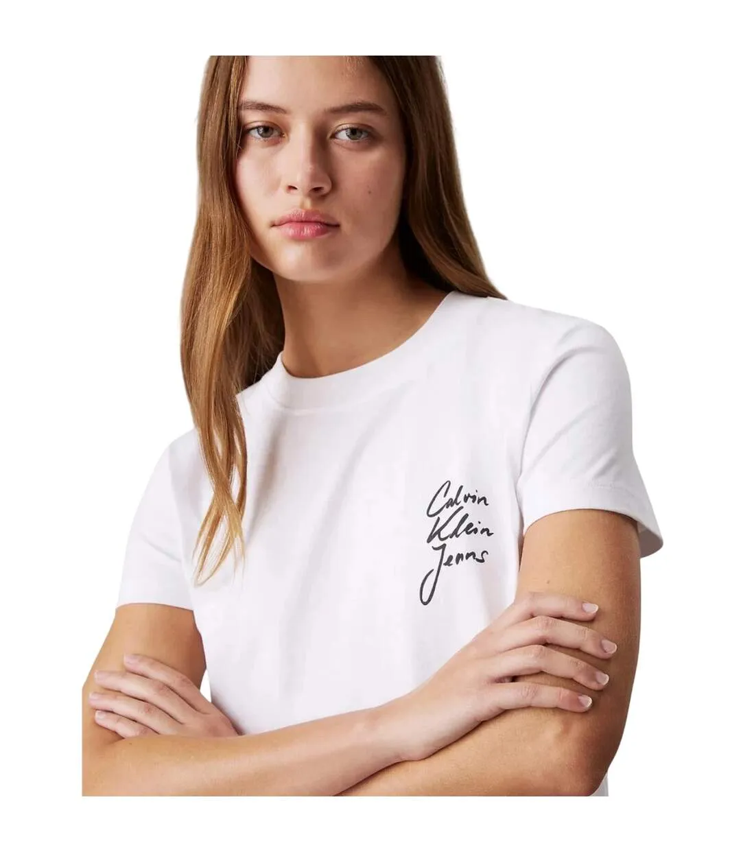 T-shirt Court Motif/style Logo Femme Blanc Vif Calvin Klein-4