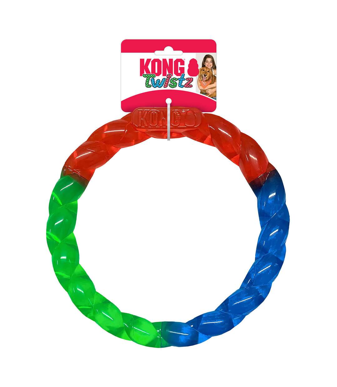 Twistz dog ring toy 7in red/green/blue KONG-1