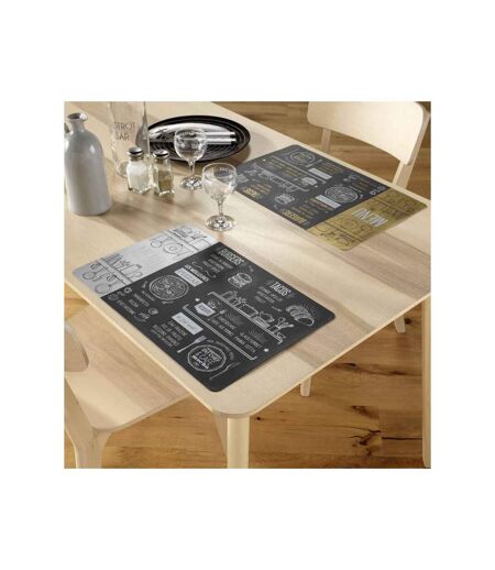 Set de Table Imprimé Brasserie 28x43cm Noir & Argent