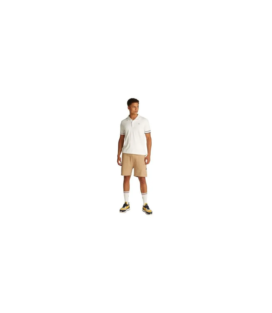 Mens Graphic Slim Short-sleeved Polo Shirt Ecru Tommy Jeans-1