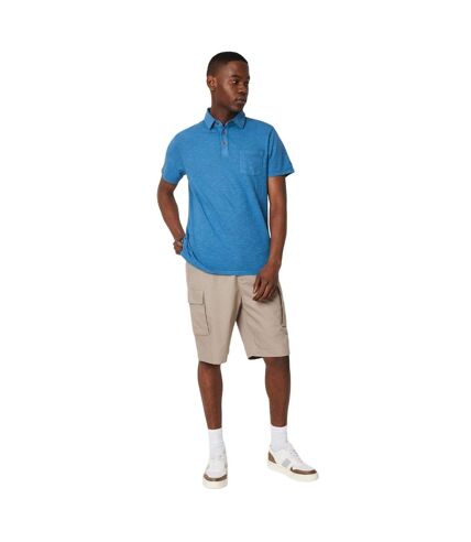 Mens slub polo shirt denim blue Maine