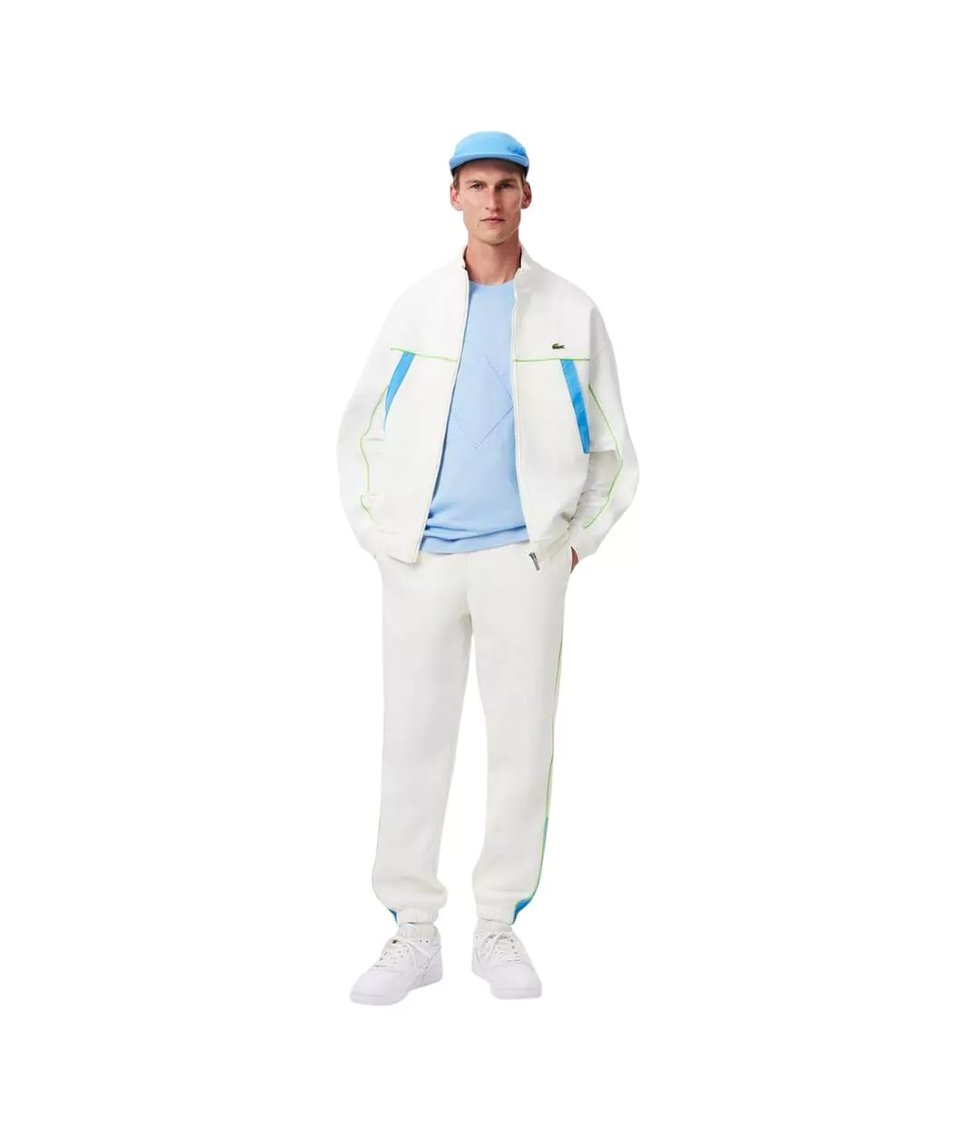 Pantalon De Jogging Homme Blanc Bleu Lacoste-1