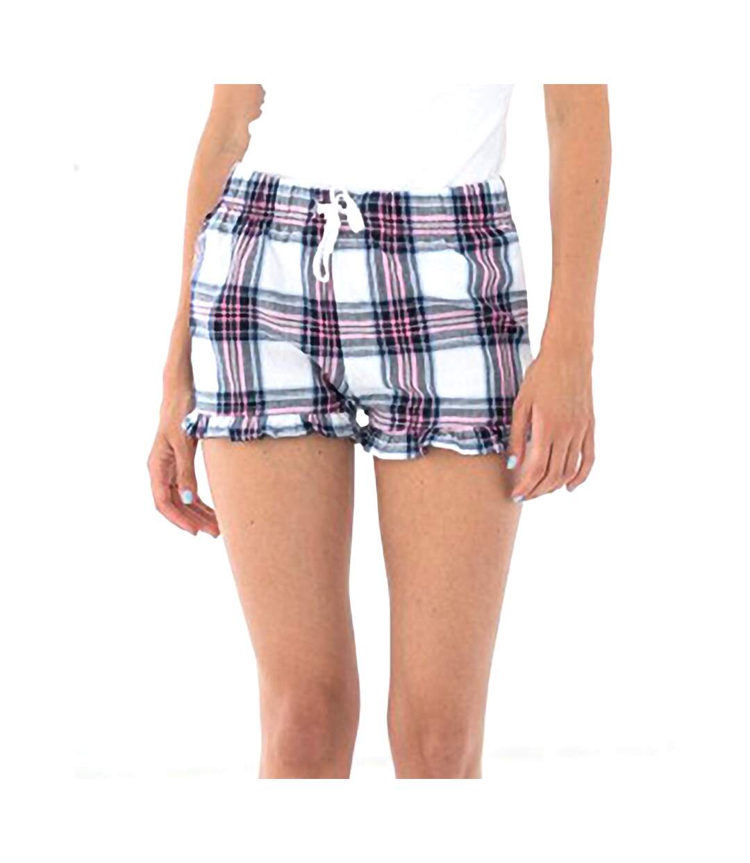 Short tartan femme blanc / rose SF-4