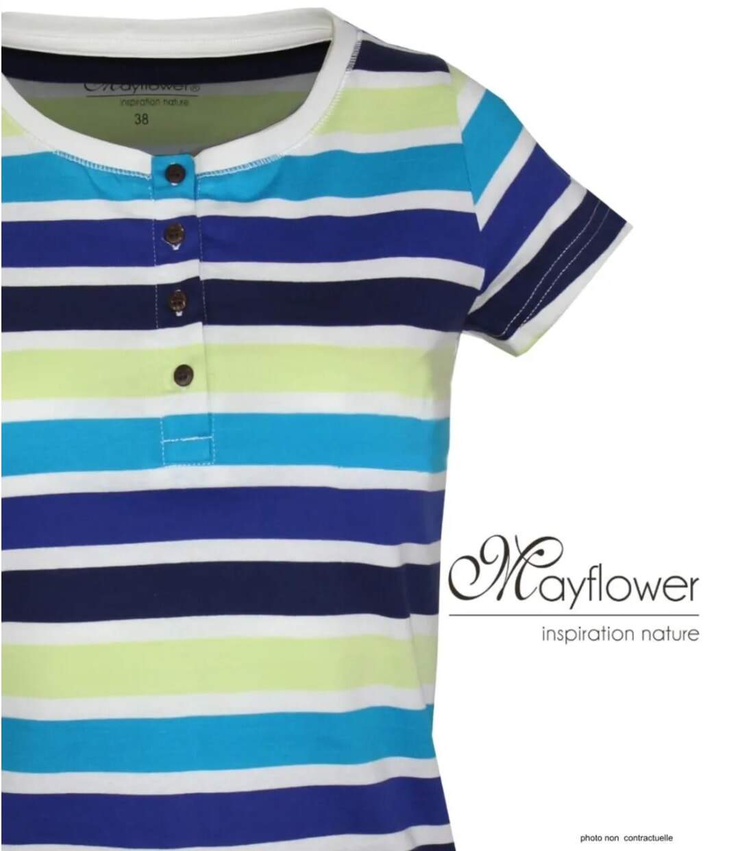 Tee-shirt Mayflower Diwane2 style marinière : le classique boutonné 100% coton-4