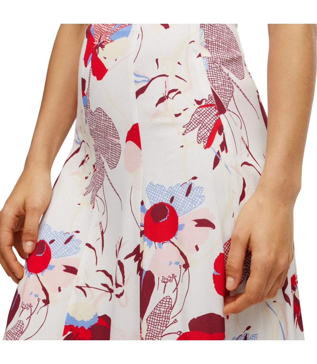 Jupe Mi-longue Style Floral Vallua Femme Blanc Cassé Rouge Bleu Boss-4