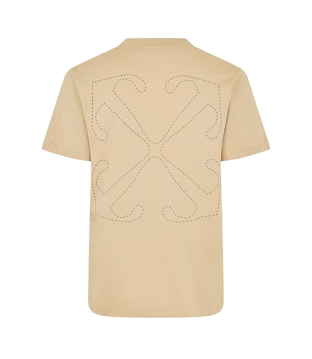Mens Arrow Logo Crew Neck Slim T-shirt Brown Rice Off White-2