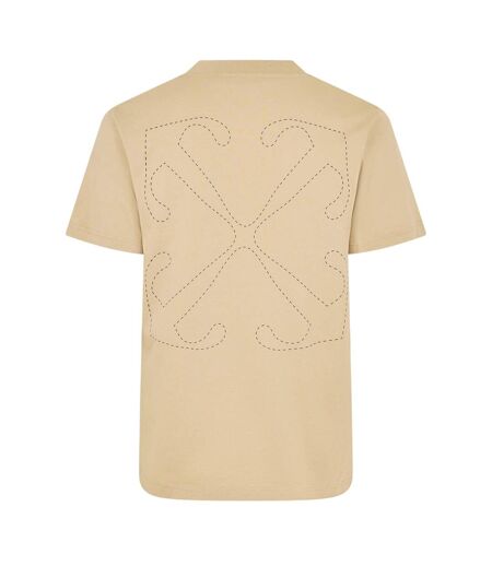 Mens Arrow Logo Crew Neck Slim T-shirt Brown Rice Off White