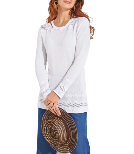 Pull col rond maille fantaisie