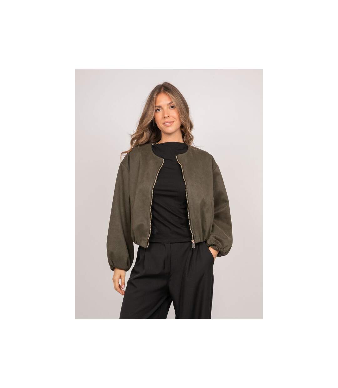 Blouson bomber suédine taille élastiquée USHA - Dona X Lisa-1