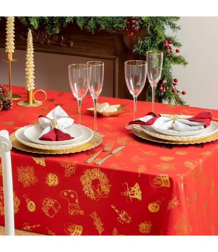 Nappe Imprimée Soir de Noël 140x360cm Rouge