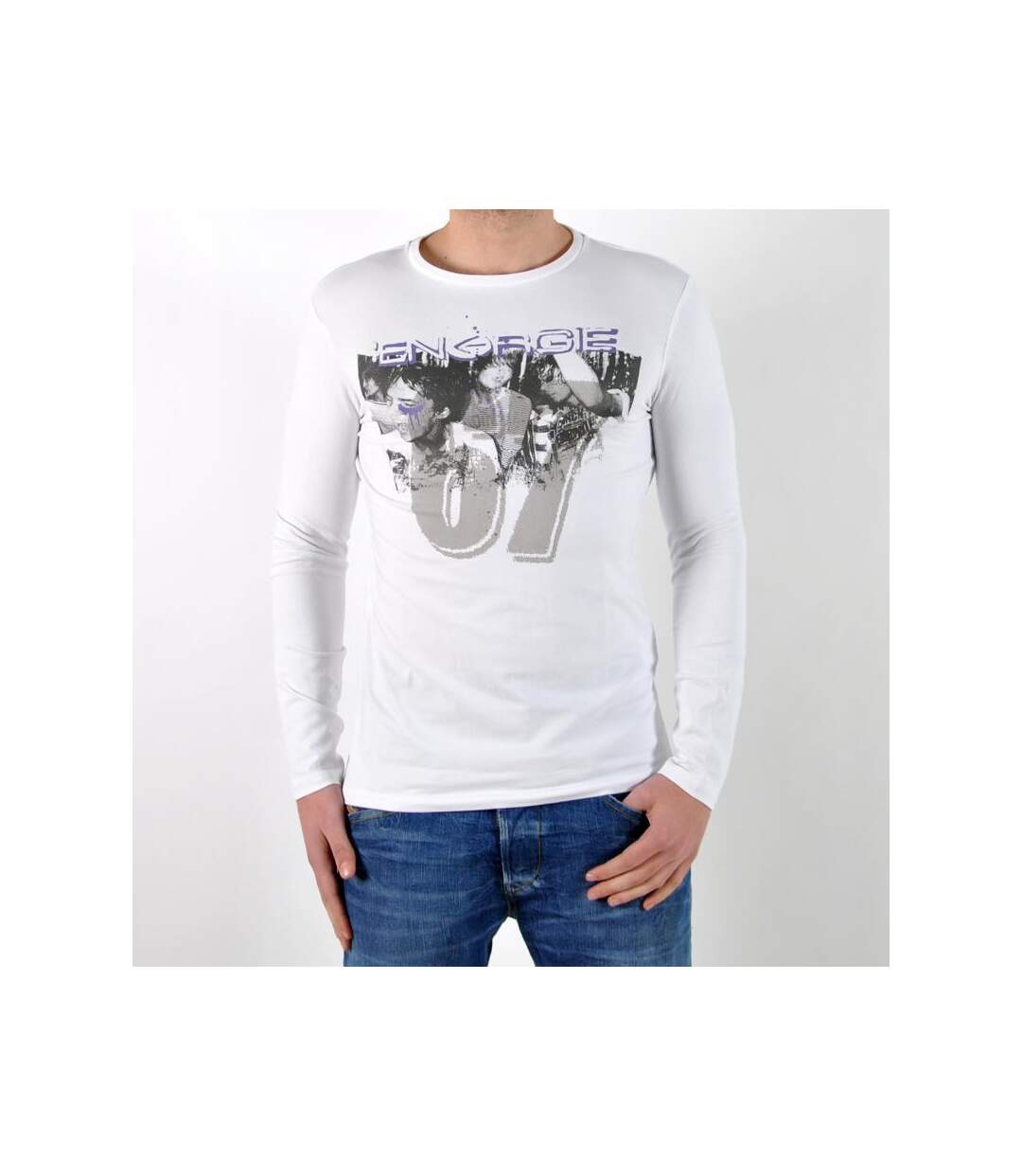 T-shirt Energie Long Dickey A00010 Blanc   Violet-4