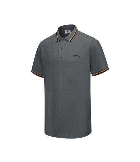 Polo Motif/style Rayure Contrastée Sur Bord Homme Ardoise Slazenger
