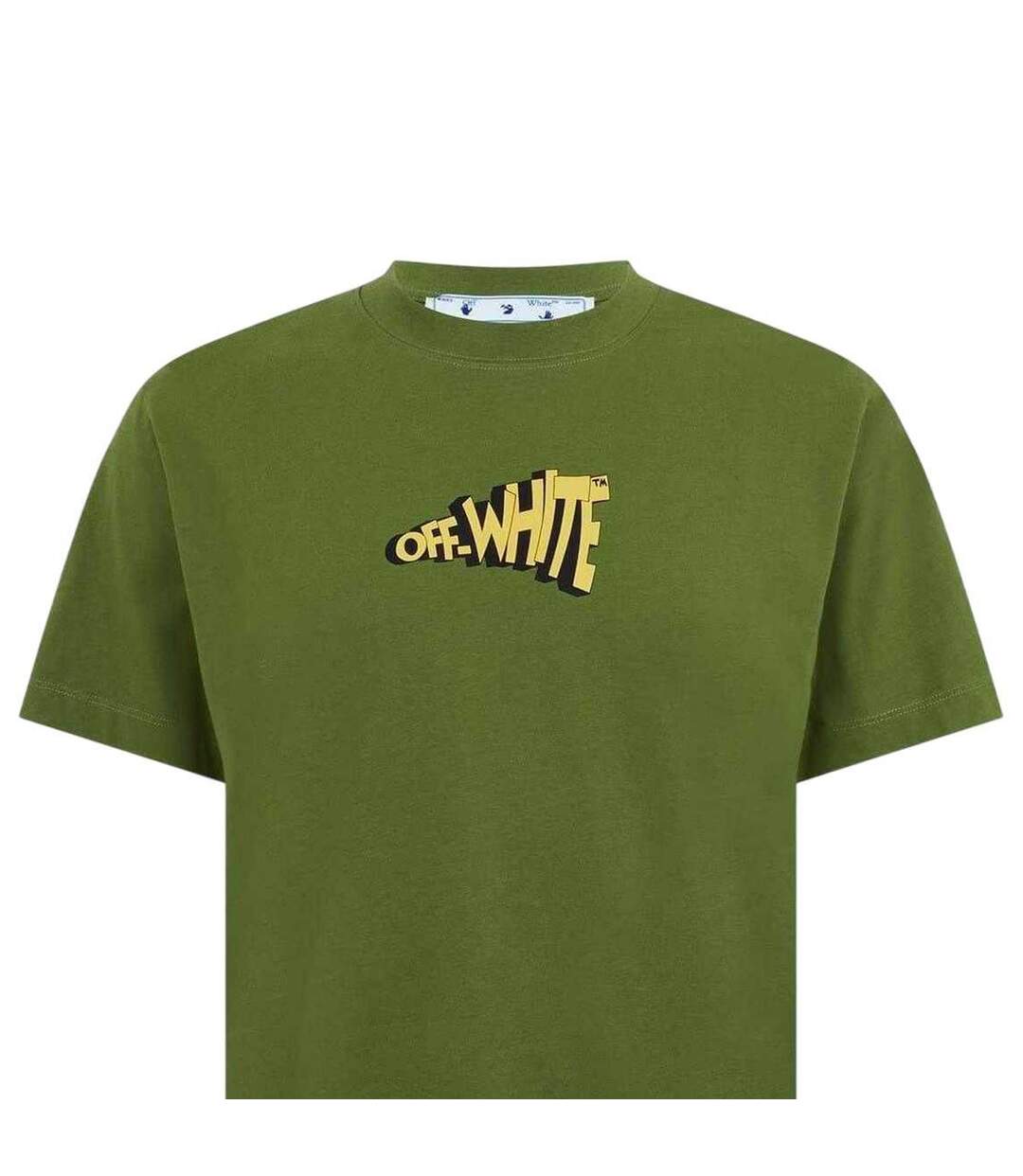 Mens Logo Slim T-shirt Green Yellow Off White-3
