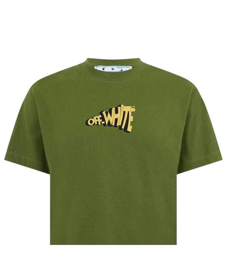 Mens Logo Slim T-shirt Green Yellow Off White