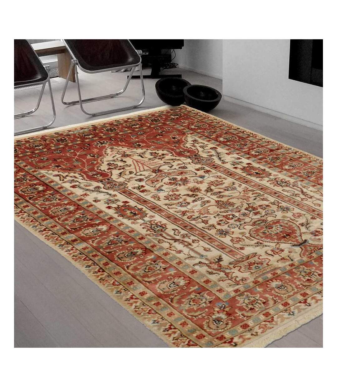 Authentique tapis d'Orient fait main en soie JIHANGIR 42-2