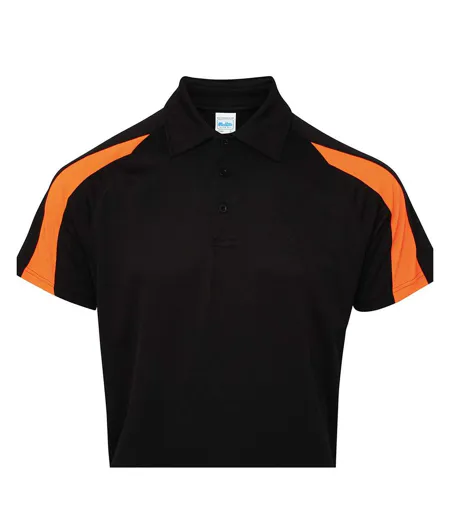 Polo Motif/style Contrasté Cool Homme Noir Vif Orange Électrique Just Cool