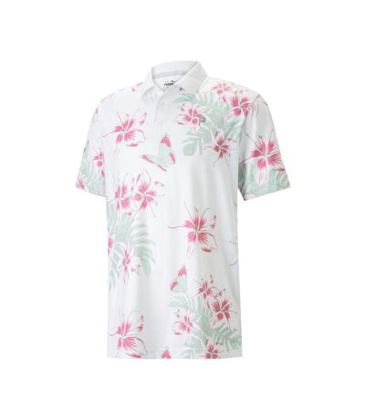 Polo de Golf Blanc/Rose Homme Puma Festival - M