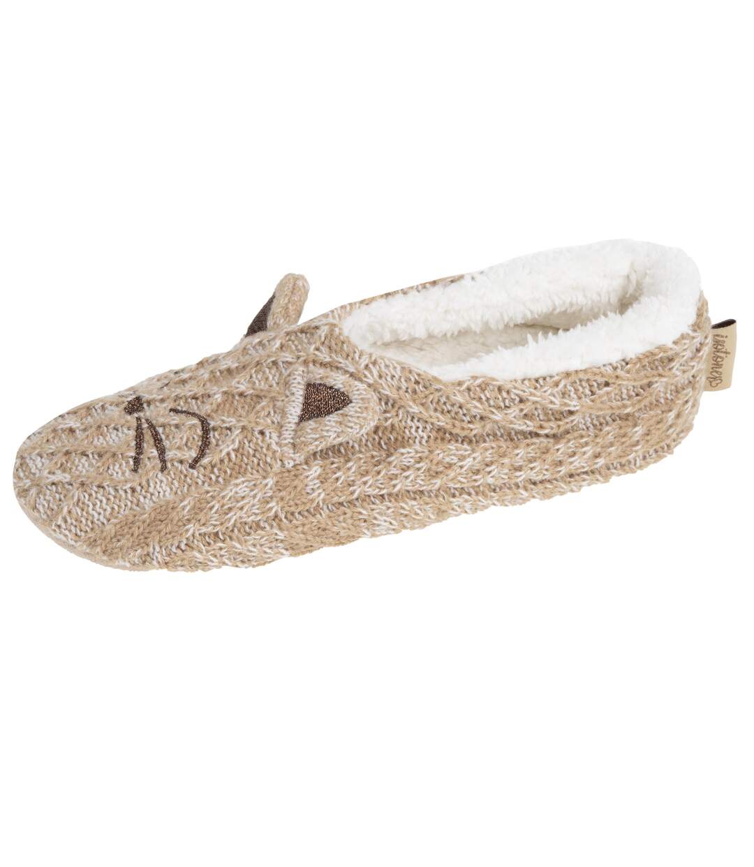 Isotoner Chaussettes d'intérieur femme maille torsadée, picots antidérapants-1