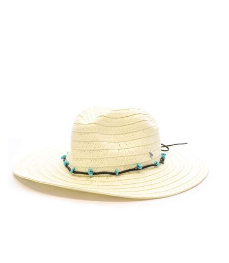 Chapeau de soleil en paille blanc à large bord via lorenzo fedora