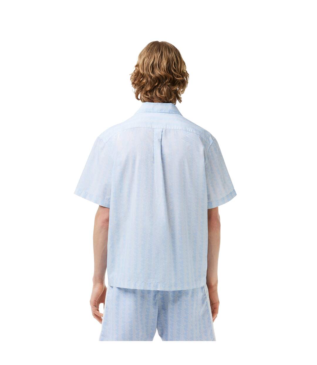 Chemise Manches Courtes Motif/style Géométrique Homme Bleu Clair Lacoste-3