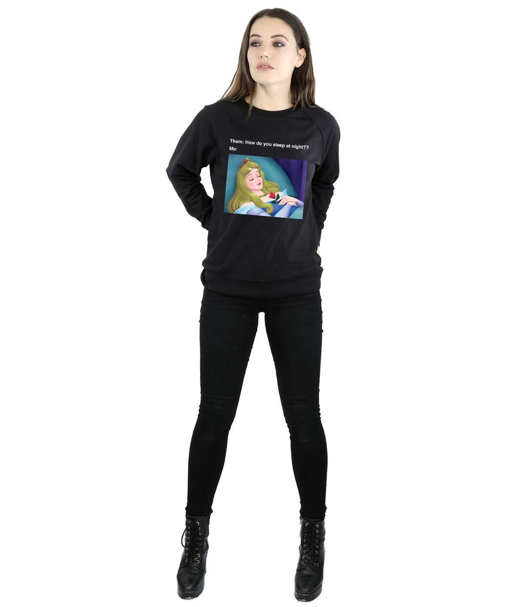 Disney Sweatshirt Womens/Ladies Sleeping Beauty Meme (Noir) - UTBI12471-4