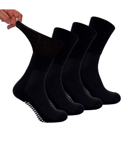 4 Pack Bamboo Diabetic Socks With Grips for Men and Women