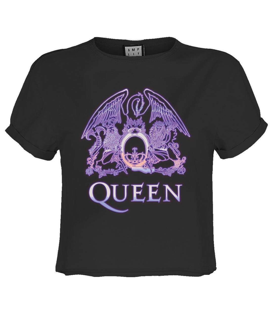 Womens/ladies Neon Sign Queen Crop Top Charcoal Amplified-1