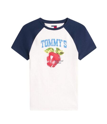 Womens/ladies Fruit Slim T-shirt Antique White Tommy Jeans