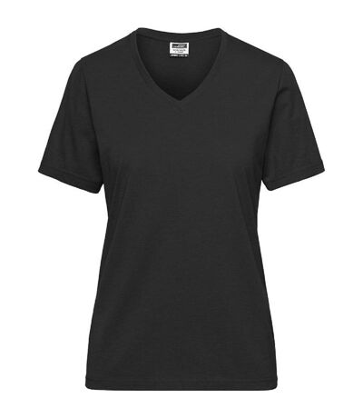 T-shirt de travail Bio col V - Femme - JN1807 - noir