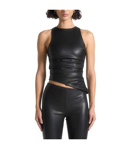 Womens/ladies Asymmetric Racer Top Black Maniere De Voir