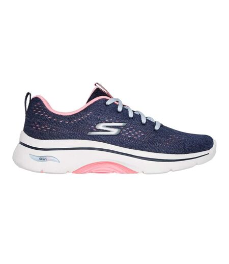 Womens/ladies go walk arch fit 2.0 vivid sunset trainers navy/hot pink Skechers