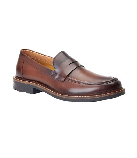 Mens Ivey Leather Loafers Burnt Brown Base London