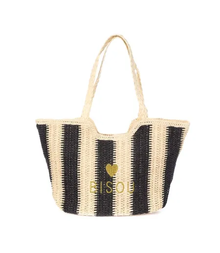 Sac de plage naturel/noir femme gérard pasquier