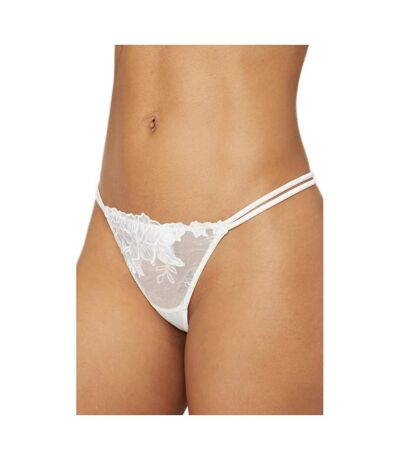 Gorgeous Womens/Ladies Lily Embroidered Bridal Thong (Ivory) - UTDH4358