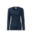 Womens/ladies Reinforced Slim Long-sleeved T-shirt Navy Blue Malfini-1