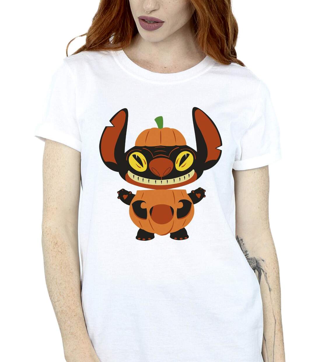Disney Femmes/Les femmes Lilo & Stitch Pumpkin Costume Cotton Boyfriend T-Shirt (Blanc) - UTBI30526-3