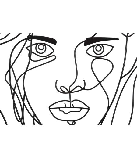 Décoration Murale en Métal Visage 80cm Noir