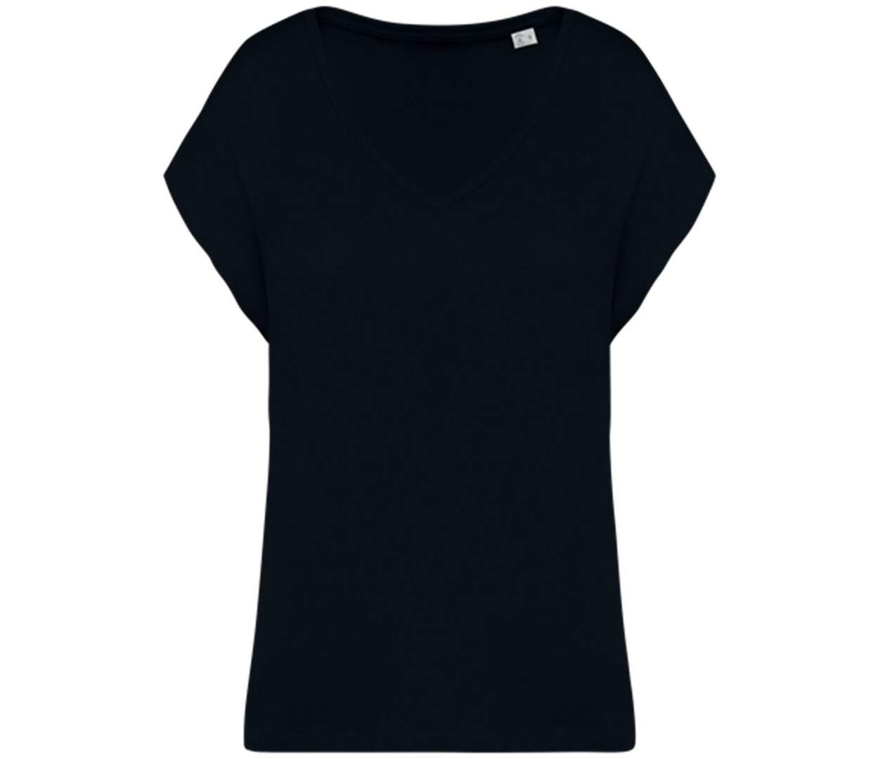 T-shirt loose à col V écoresponsable - Femme - PAT312 - noir-1