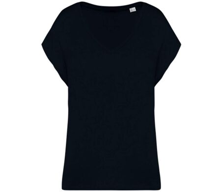 T-shirt loose à col V écoresponsable - Femme - PAT312 - noir