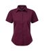Short Sleeve Poplin Blouse / Plain Work Shirt Aubergine Premier-1