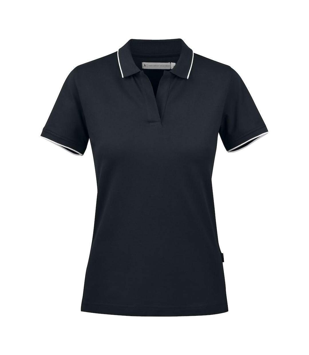 Womens/ladies Greenville Polo Shirt Black James Harvest-1