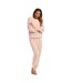 Womens/ladies coral fleece pyjama set peach Pretty Woman